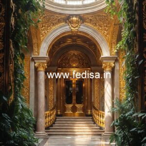 Elegant Hotel Main Gate Design with Artistic Finish No-074