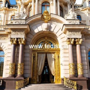 Grand Hotel Elevation Design with Elegant Detailing No-124