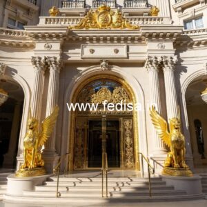 Hotel Front Elevation Design with Decorative Lighting No-161