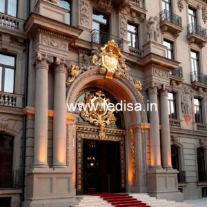 Stylish Hotel Exterior Elevation for Resorts No-195