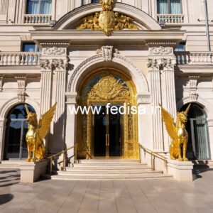 Luxury Hotel Elevation with Decorative Facade No-467