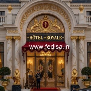 Luxury Hotel Front Elevation with Modern Appeal No-488