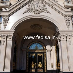 Luxury Hotel Elevation Ideas with Glass Finish No-493