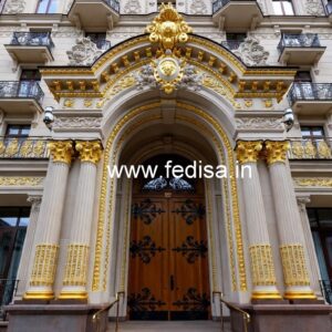 Hotel Elevation Design with Decorative Facade Panels No-743