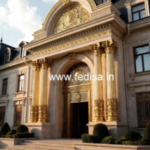 Stylish Hotel Exterior Elevation with Glass Finish No-748