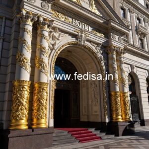 Hotel Elevation Design with Elegant Entrance No-758
