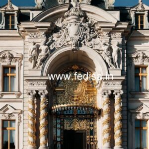 Hotel Front Exterior Design with Artistic Touch No-771