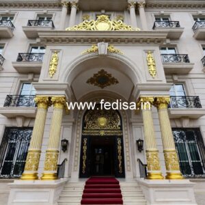 Hotel Entrance Gate Design with Marble and Brass No-1228