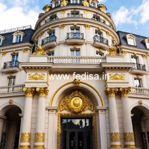 Hotel Elevation Design with Artistic Architecture No-1332