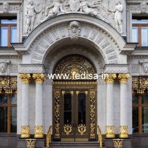 Stylish Hotel Exterior Elevation with Glass Finish No-1348