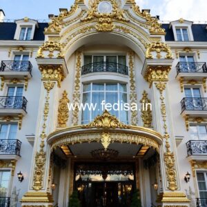 Hotel Elevation Design with Elegant Entrance No-1358