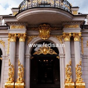 Hotel Front Elevation Design with Marble Texture No-1387