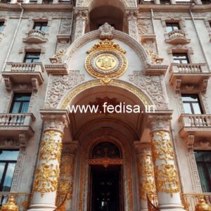 Hotel Elevation Design with Decorative Facade Panels No-1943