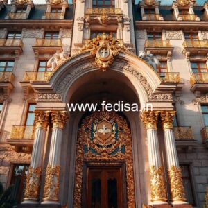 Hotel Elevation Design with Elegant Entrance No-1958