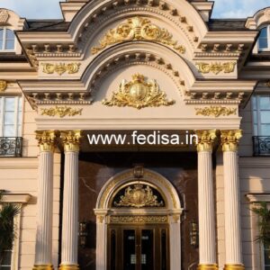 Luxury Hotel Elevation Design with Marble Texture No-2321