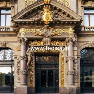 Luxury Hotel Front Elevation with Artistic Appeal No-2377