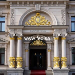 Hotel Front Exterior Design with Artistic Touch No-2571