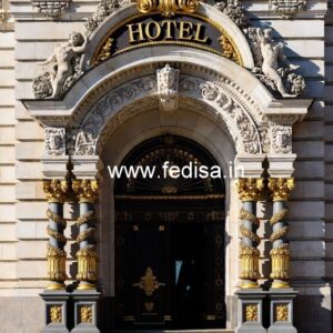 Luxury Hotel Front Elevation with Artistic Appeal No-2977