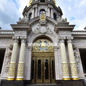 Hotel Entrance Gate Design with Brass and Glass Finish No-3010