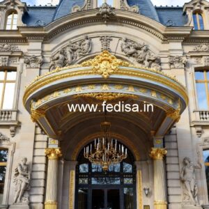 Hotel Entrance Gate Design with Marble and Brass No-3028