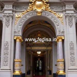 Hotel Main Gate Design with Decorative Metalwork No-3080