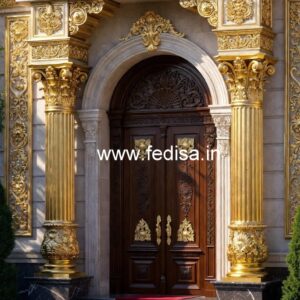 Elegant Hotel Gate Design with Brass Detailing No-3086