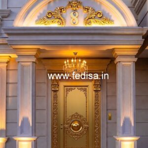 Hotel Front Elevation Design with Marble Texture No-3187