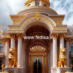 Hotel Entrance Gate Design with Brass and Glass Finish No-3610