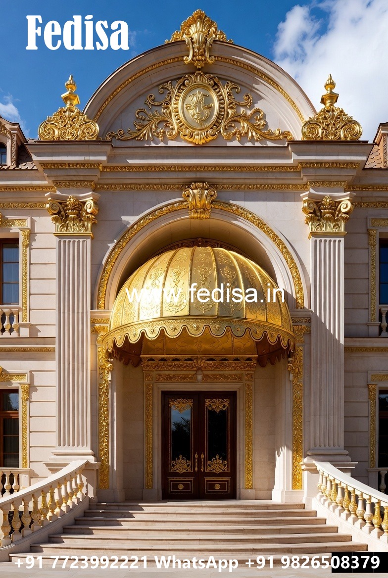 Hotel Entrance Gate Design with Marble and Brass No-3628