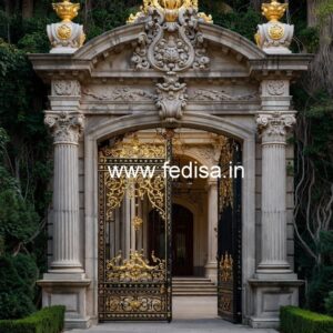 Hotel Main Gate Design with Decorative Metalwork No-3680