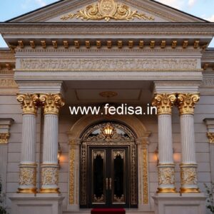 Luxury Hotel Front Elevation with Artistic Appeal No-4177