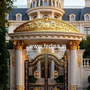 Hotel Entrance Gate Design with Brass and Glass Finish No-4210