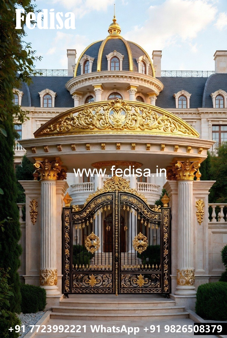 Hotel Entrance Gate Design with Brass and Glass Finish No-4210