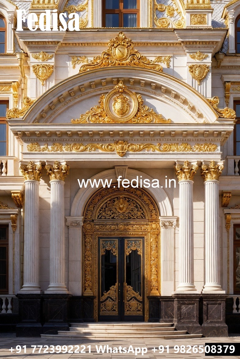 Hotel Entrance Gate Design with Marble and Brass No-4228