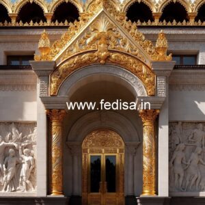 Hotel Elevation Design with Stone Cladding Style No-4354