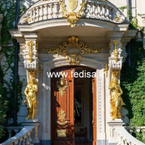 Hotel Front Elevation Design with Marble Texture No-4387
