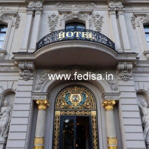 Luxury Hotel Front Elevation with Artistic Appeal No-4777