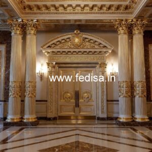 Hotel Entrance Gate Design with Marble and Brass No-4828