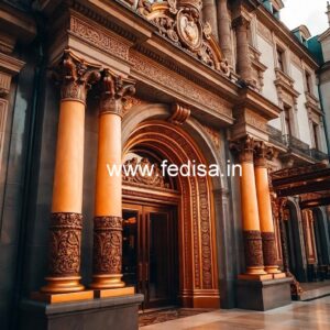 Hotel Elevation Design with Artistic Architecture No-4932
