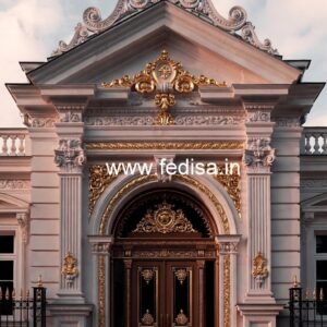 Stylish Hotel Exterior Elevation with Glass Finish No-4948