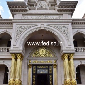 Hotel Front Elevation Design with Decorative Lighting No-4961