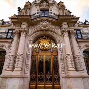 Luxury Hotel Front Elevation with Artistic Appeal No-5377
