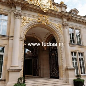 Elegant Hotel Main Gate Design with Artistic Finish No. 5474