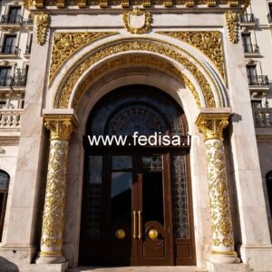 Stylish Hotel Exterior Elevation with Glass Finish No-5548