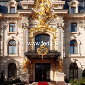 Hotel Front Exterior Design with Artistic Touch No-5571