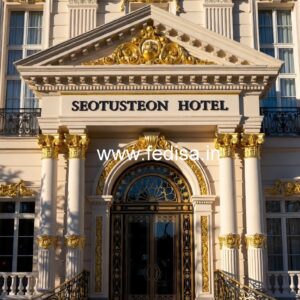 Luxury Hotel Exterior Design with Elegant Panels No-5924