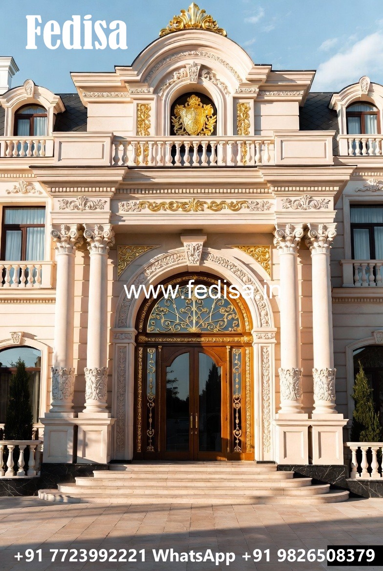 Hotel Entrance Gate Design with Marble and Brass No-6028
