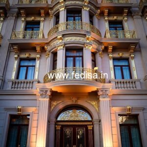 Hotel Elevation Design with Glass and Lighting No-6111