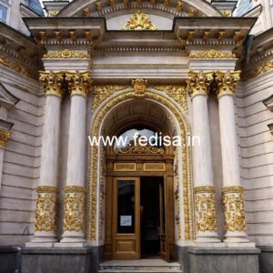 Hotel Elevation Design with Decorative Facade Panels No-6143