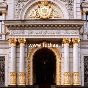 Stylish Hotel Exterior Elevation with Glass Finish No-6148